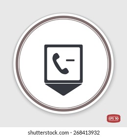 Map pointer. Call Button. Phone Icon. Handset Icon. Flat design style. Made vector illustration