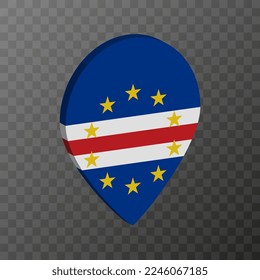 Map pointer with Cape Verde flag. Vector illustration.