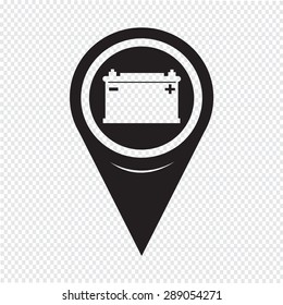 Map Pointer Car Battery Icon