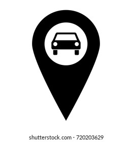 Map pointer with car icon.