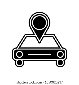 Map pointer with car icon. Element of logistics for mobile concept and web apps icon. Glyph, flat icon for website design and development, app development