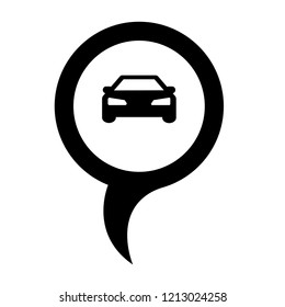 Map pointer with car icon. Vector illustration