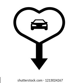 Map pointer with car icon. Vector illustration