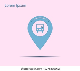 Map pointer with car icon. Vector illustration