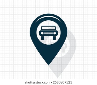 Map pointer with car icon. Vector illustration