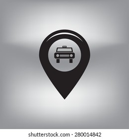 Map pointer with car icon. Vector illustration