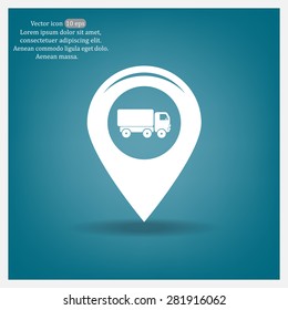 Map pointer with car icon. Vector illustration