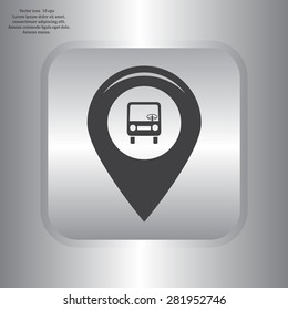 Map pointer with car icon. Vector illustration