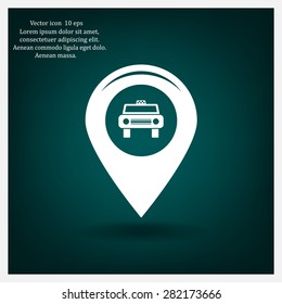 Map pointer with car icon. Vector illustration