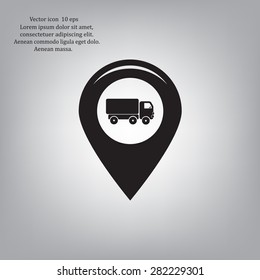 Map pointer with car icon. Vector illustration