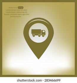 Map pointer with car icon. Vector illustration