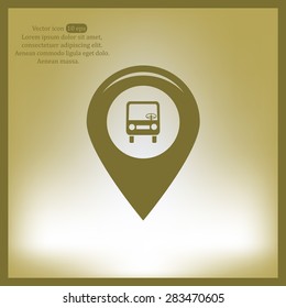 Map pointer with car icon. Vector illustration