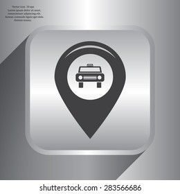 Map pointer with car icon. Vector illustration