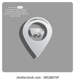 Map pointer with car icon. Vector illustration