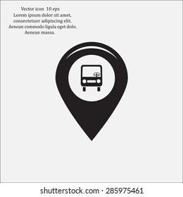 Map pointer with car icon. Vector illustration