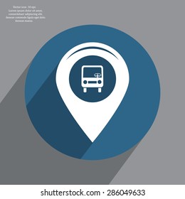 Map pointer with car icon. Vector illustration