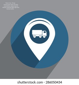 Map pointer with car icon. Vector illustration