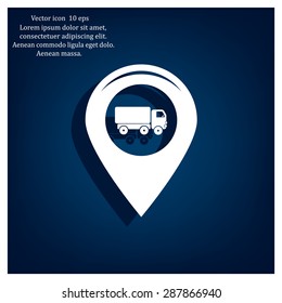 Map pointer with car icon. Vector illustration