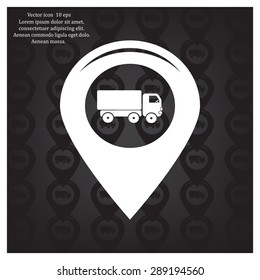 Map pointer with car icon. Vector illustration