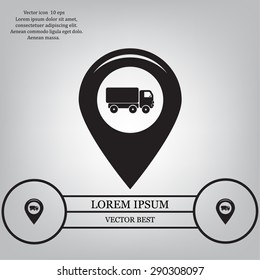 Map pointer with car icon. Vector illustration