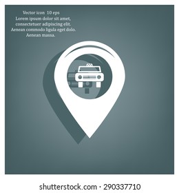 Map pointer with car icon. Vector illustration
