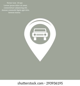 Map pointer with car icon. Vector illustration