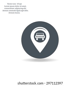 Map pointer with car icon. Vector illustration