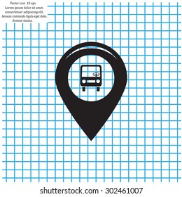 Map pointer with car icon. Vector illustration