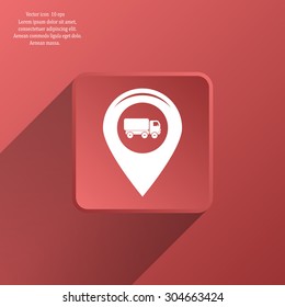 Map pointer with car icon. Vector illustration