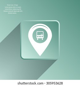 Map pointer with car icon. Vector illustration