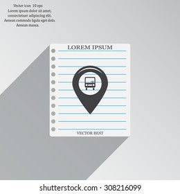 Map pointer with car icon. Vector illustration