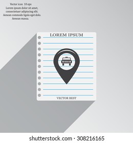Map pointer with car icon. Vector illustration
