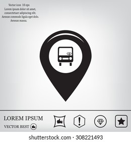 Map pointer with car icon. Vector illustration