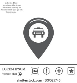 Map pointer with car icon. Vector illustration