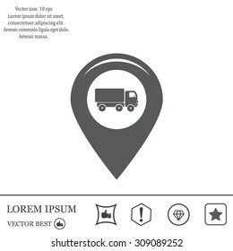 Map pointer with car icon. Vector illustration