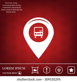 Map pointer with car icon. Vector illustration