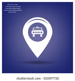 Map pointer with car icon. Vector illustration