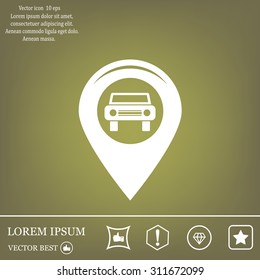 Map pointer with car icon. Vector illustration