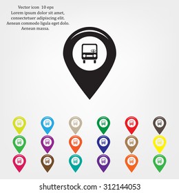 Map pointer with car icon. Vector illustration