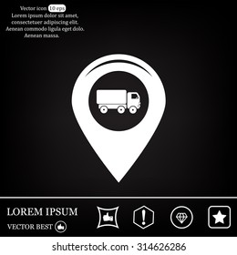 Map pointer with car icon. Vector illustration