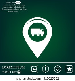 Map pointer with car icon. Vector illustration
