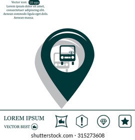 Map pointer with car icon. Vector illustration