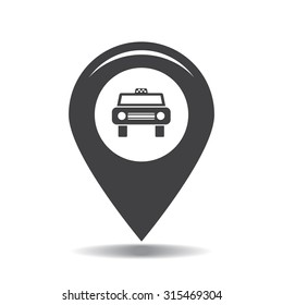 Map pointer with car icon. Vector illustration