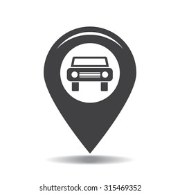 Map pointer with car icon. Vector illustration