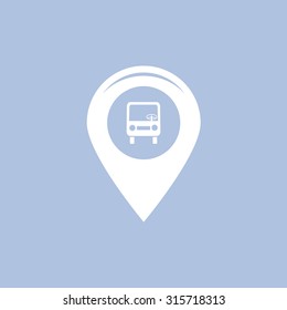 Map pointer with car icon. Vector illustration