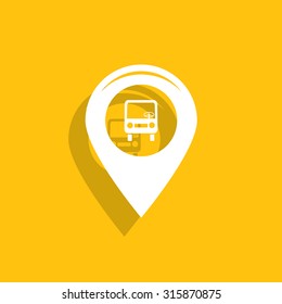 Map pointer with car icon. Vector illustration