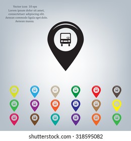 Map pointer with car icon. Vector illustration