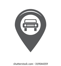 Map pointer with car icon. Vector illustration