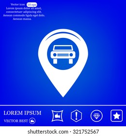 Map pointer with car icon. Vector illustration