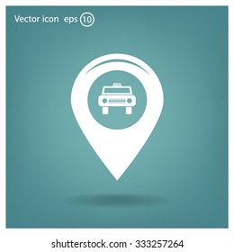Map pointer with car icon. Vector illustration